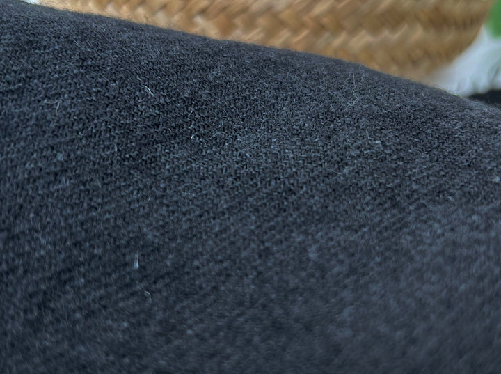 Linen Wool Blend Twill Fabric in Black – Medium-Heavy Weight 7868
