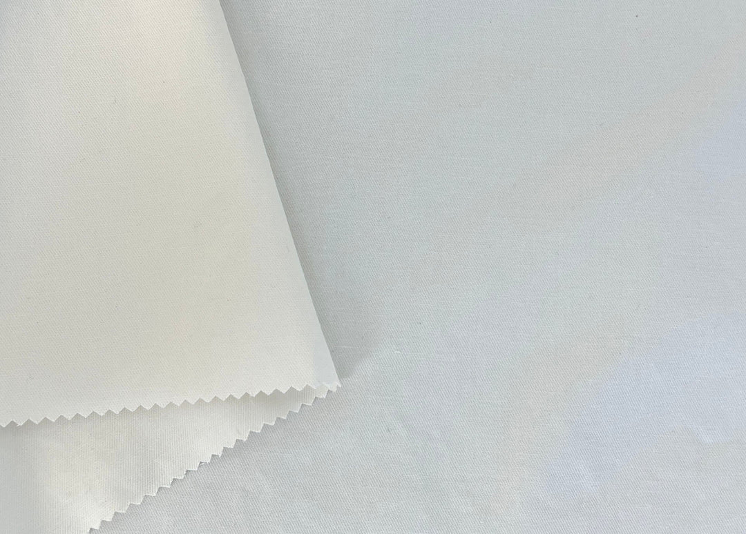 Paper Yarn Cotton Stretch Twill Fabric | Ivory White | Comfort Stretch