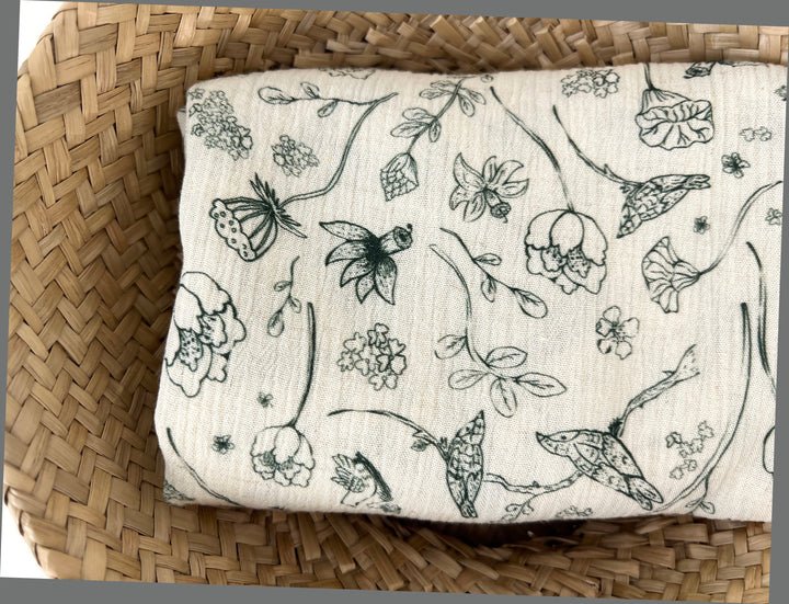 Birds of a Feather, Linen Rayon Print Fabric, Design by Madeline, Madswick Studio, 8222 8223 8224 8225