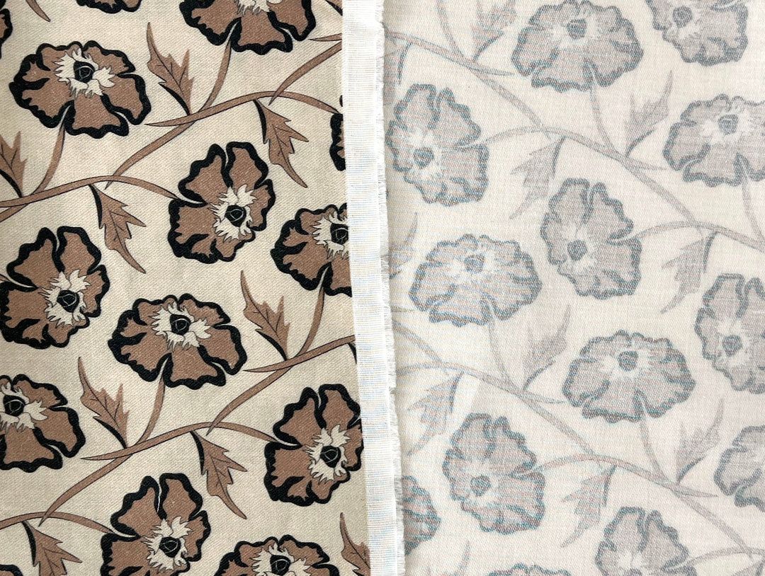 Drifting on the Vineyard – Ramie Cotton Satin Weave Fabric, Design by Madeline, Madswick Studio, 8229 8230 8231