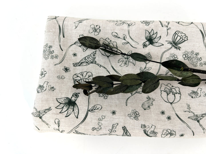 Birds of a Feather, Linen Rayon Silk Print Fabric, Design by Madeline, Madswick Studio, 8227 8228