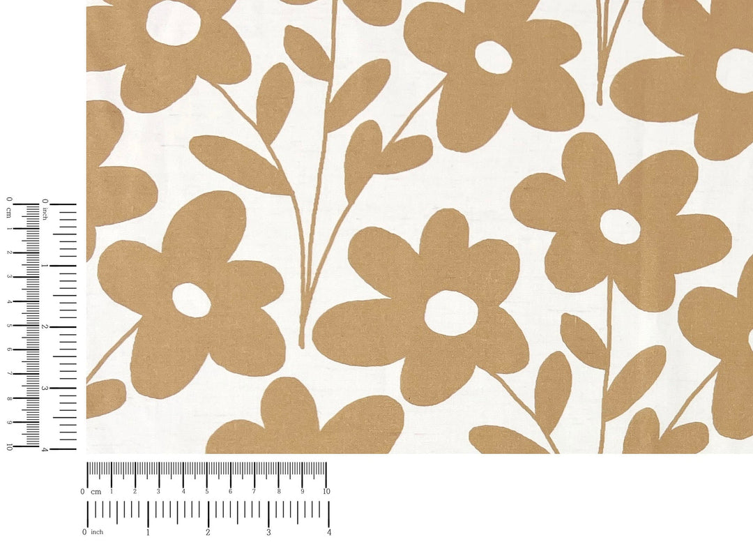 Simple Flower Print Linen Rayon Fabric – Light Weight, Pre-Washed, 44" Wide