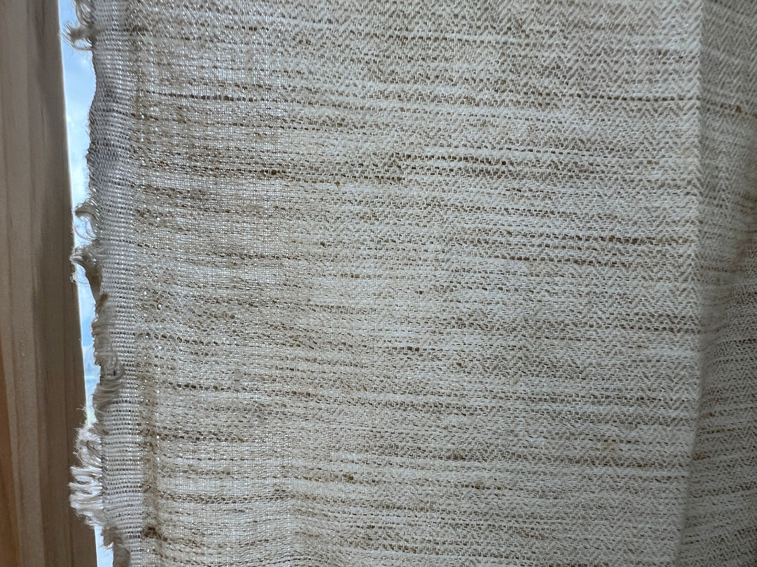 100% Linen Fabric – Beige Melange Herringbone Twill, Pre-Washed, Medium Weight 8212