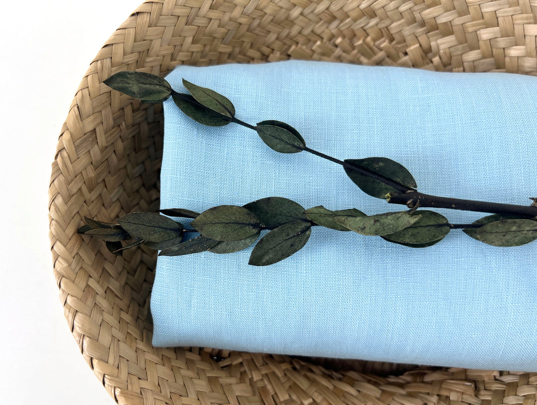 100% Linen Fabric – Sky Blue, Plain Weave, Light–Medium Weight 2551 3462