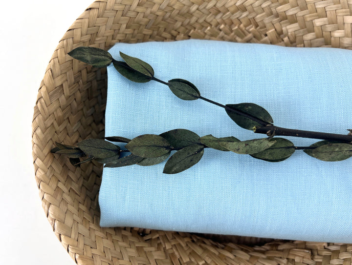 100% Linen Fabric – Sky Blue, Plain Weave, Light–Medium Weight 2551 3462