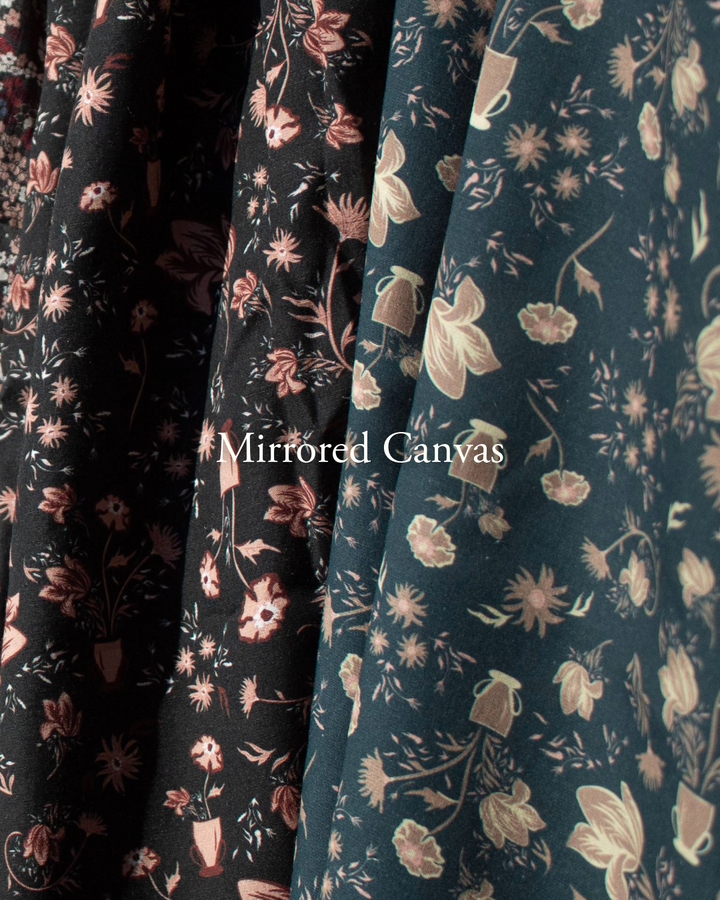Mirrored Canvas – Linen Rayon Print Fabric, Design by Madeline, Madswick Studio, 8232 8233