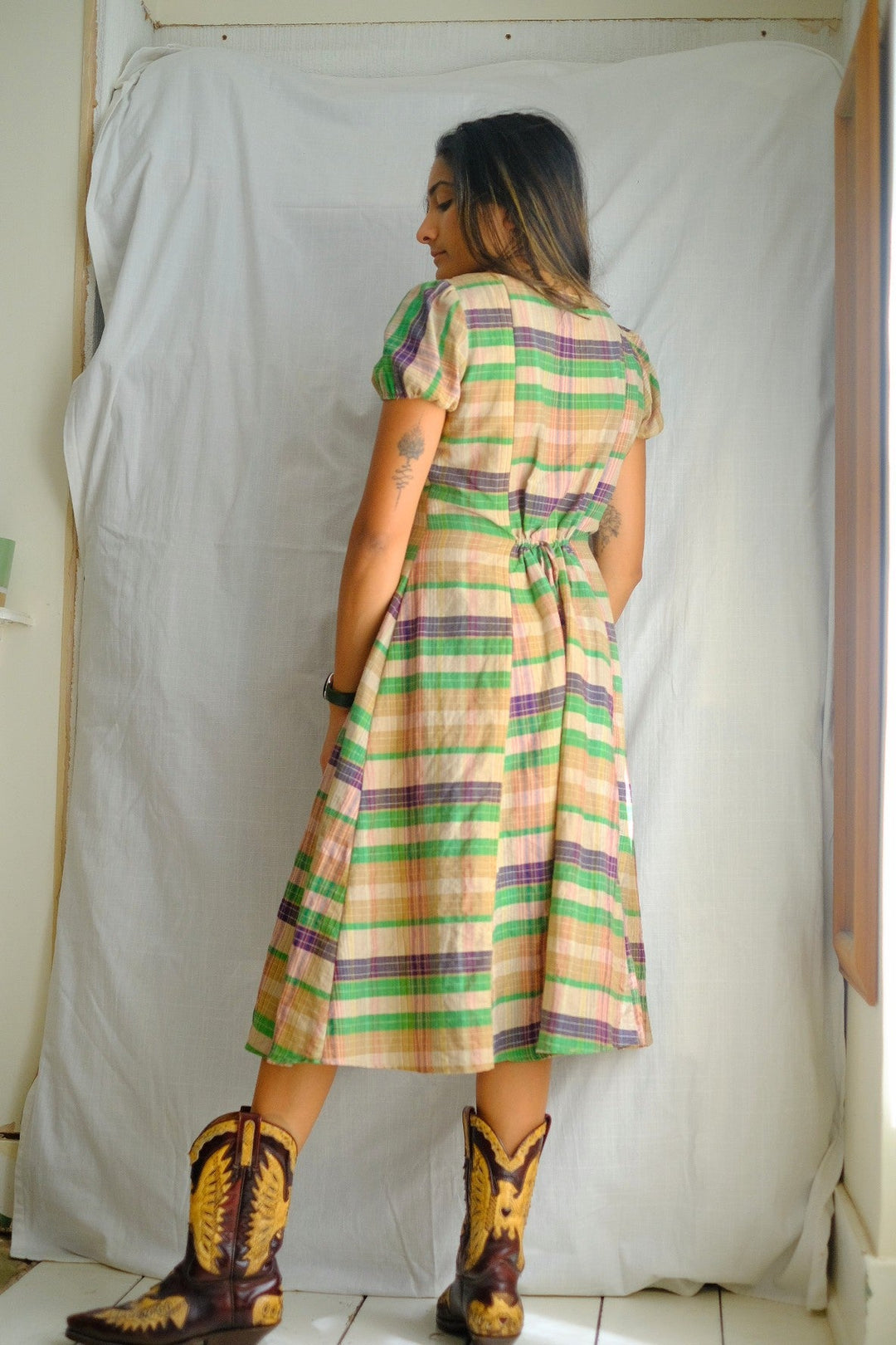 Linen Cotton PU Plaid Fabric with Subtle Wrinkle Charm 7465 7466 7467