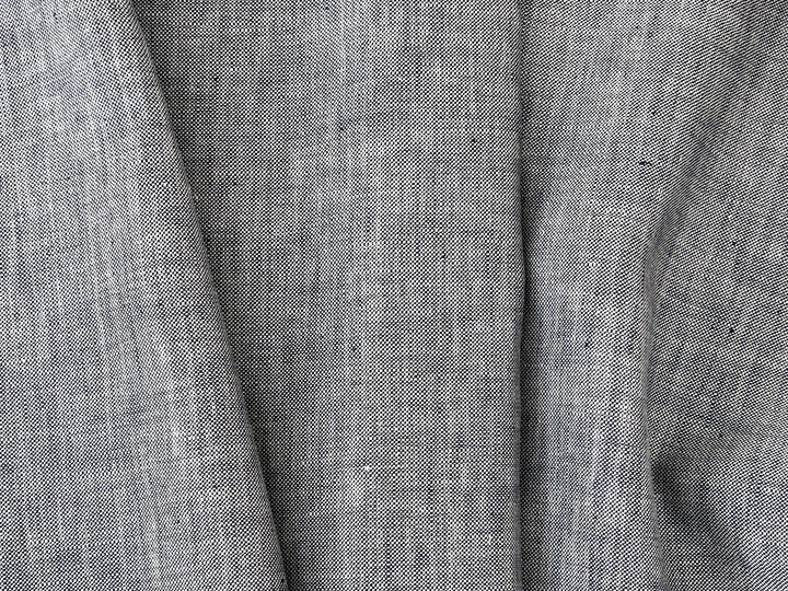 100% Linen Fabric – Grey Chambray Effect, Basket Weave, Pre-Washed 8214