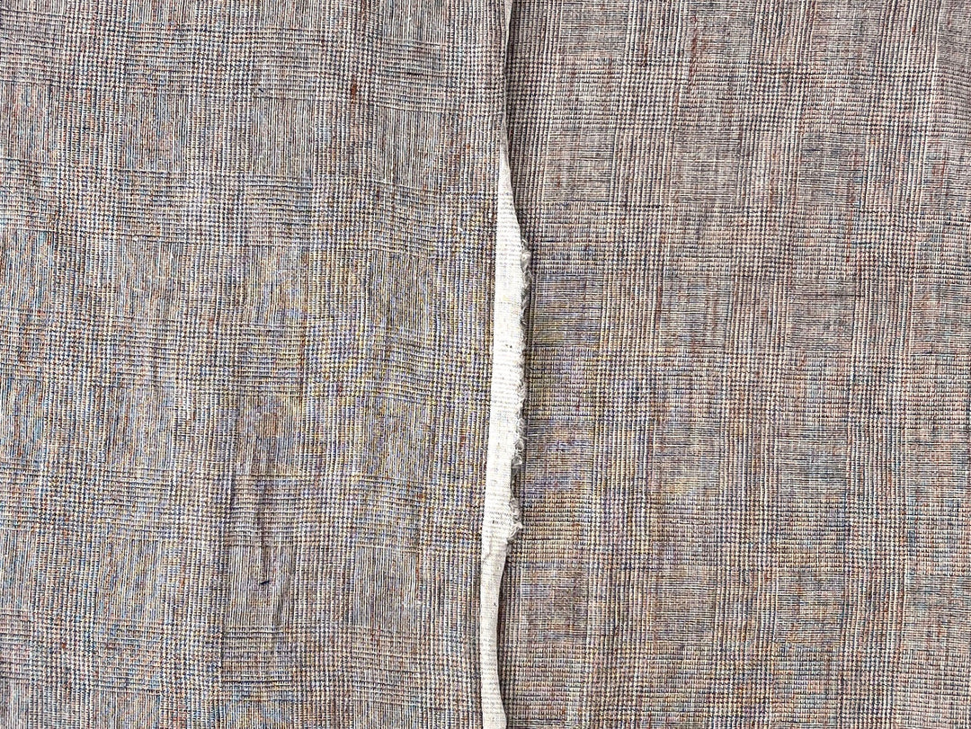 100% Linen Fabric – Brown Melange Glen Plaid, Light to Medium Weight 6447 6448