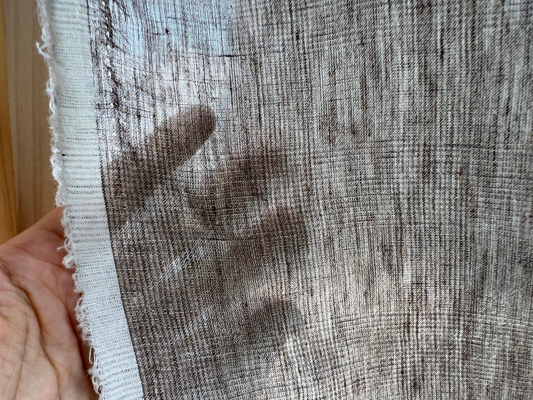 100% Linen Fabric – Brown Melange Glen Plaid, Light to Medium Weight 6447 6448