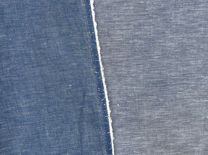 Blue Chambray Twill Fabric – Linen Cotton Blend, Pre-Washed 8263