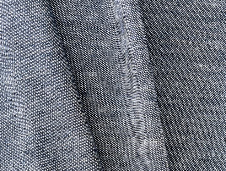 Linen Cotton Fabric – Navy Denim Style Chambray Twill, Medium to Heavy Weight 1567