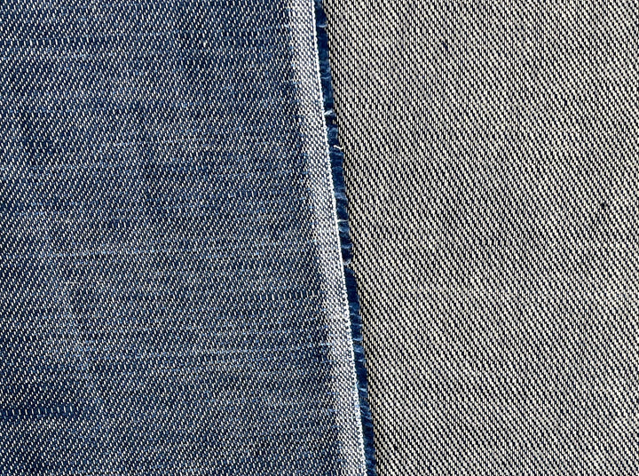 Linen Cotton Fabric – Navy Denim Style Chambray Twill, Medium to Heavy Weight 1567