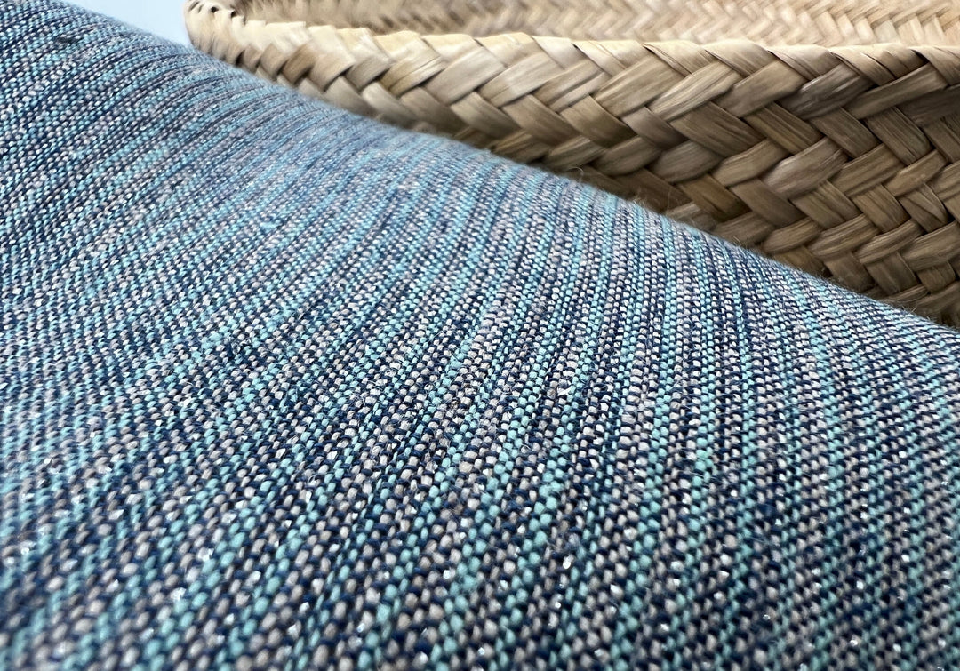 Blue Stripe Linen Lurex Fabric – Metallic Sparkle, Light-Medium Weight 2972