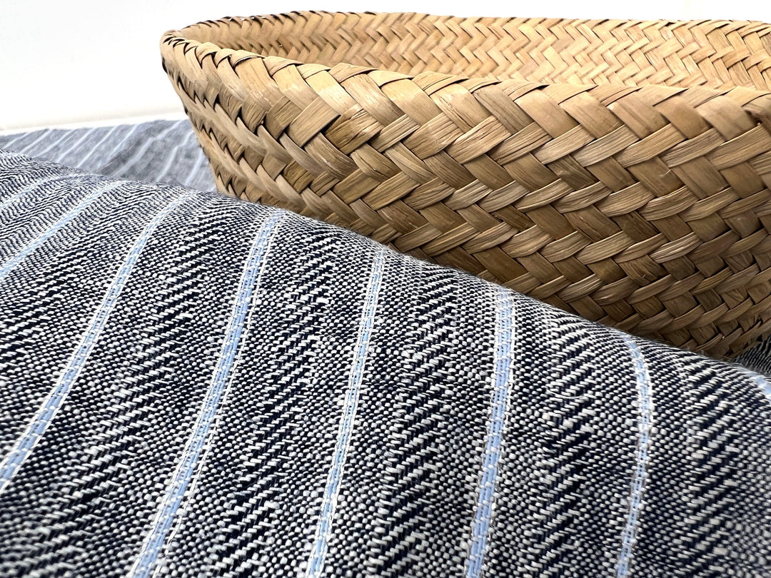 Linen Fabric with Silver Lurex – Striped Dobby Weave, Pre-Washed 2520
