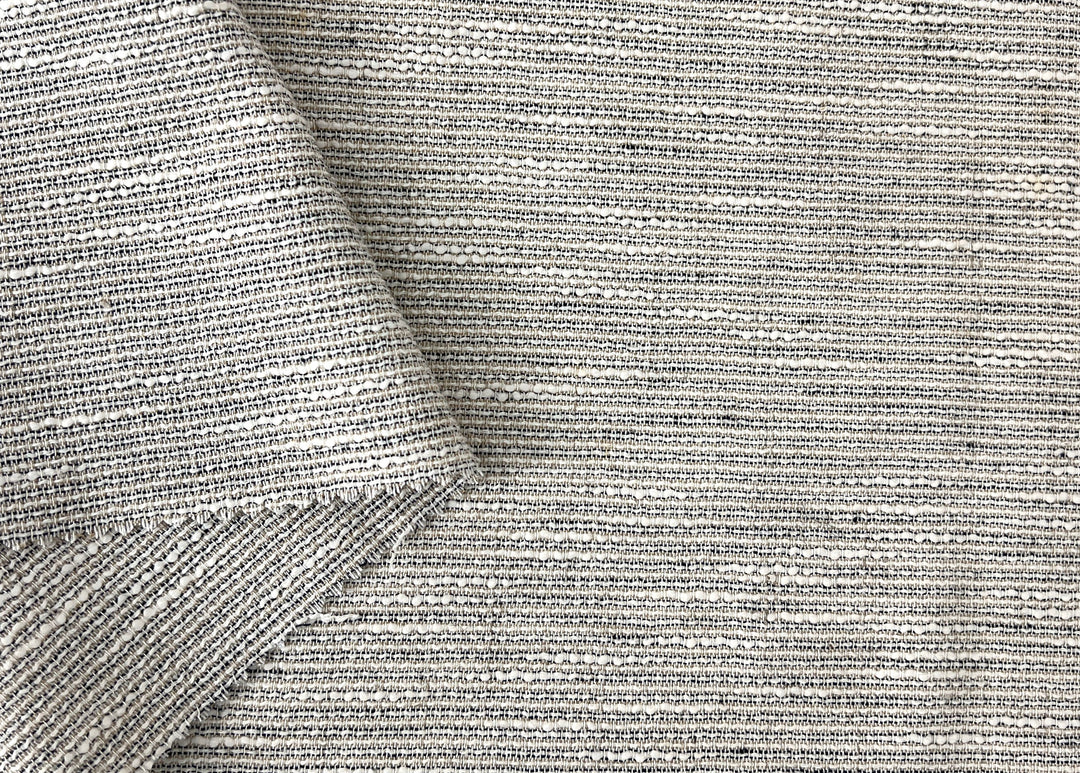 Linen Blend Dobby Tweed-Style Fabric – Grey Melange Texture | Light-Medium Weight, Pre-Washed 8269