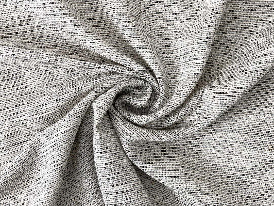 Linen Blend Dobby Tweed-Style Fabric – Grey Melange Texture | Light-Medium Weight, Pre-Washed 8269