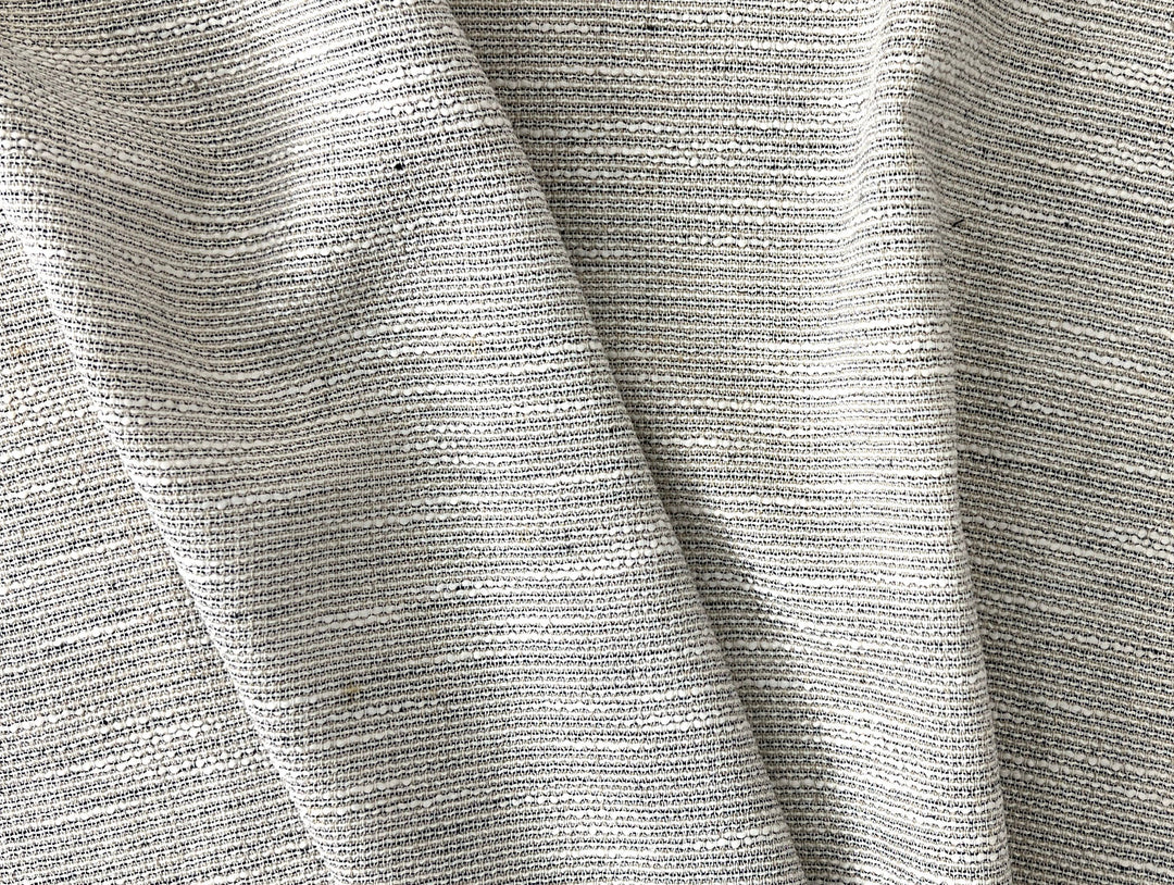 Linen Blend Dobby Tweed-Style Fabric – Grey Melange Texture | Light-Medium Weight, Pre-Washed 8269