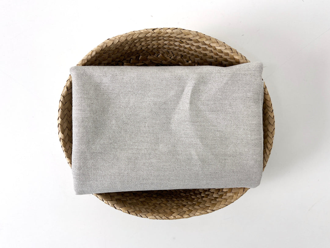 Linen Cotton Twill Fabric – Light Natural Color, Medium Weight, Pre-washed 8216