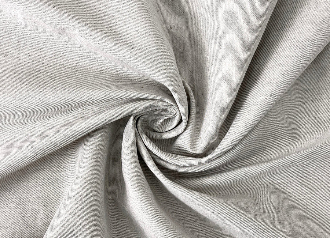 Linen Cotton Twill Fabric – Light Natural Color, Medium Weight, Pre-washed 8216