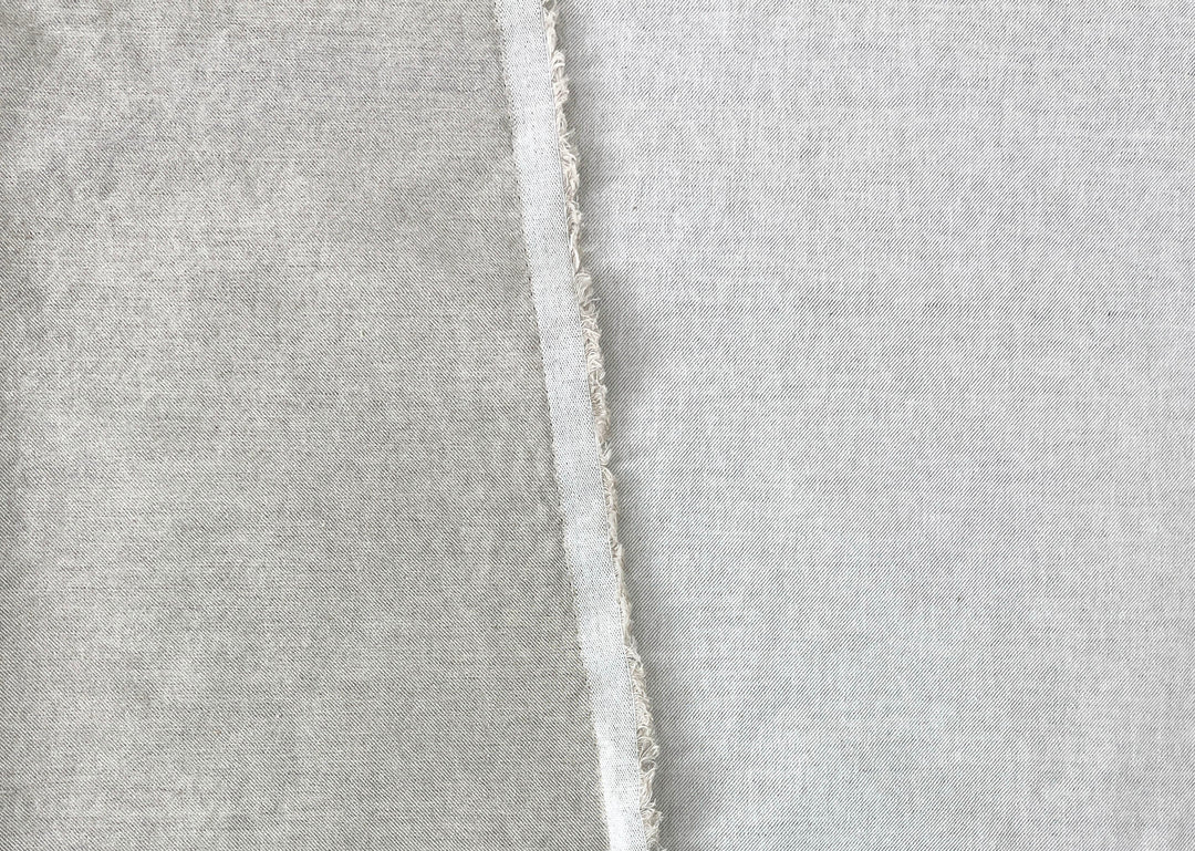 Linen Cotton Twill Fabric – Light Natural Color, Medium Weight, Pre-washed 8216