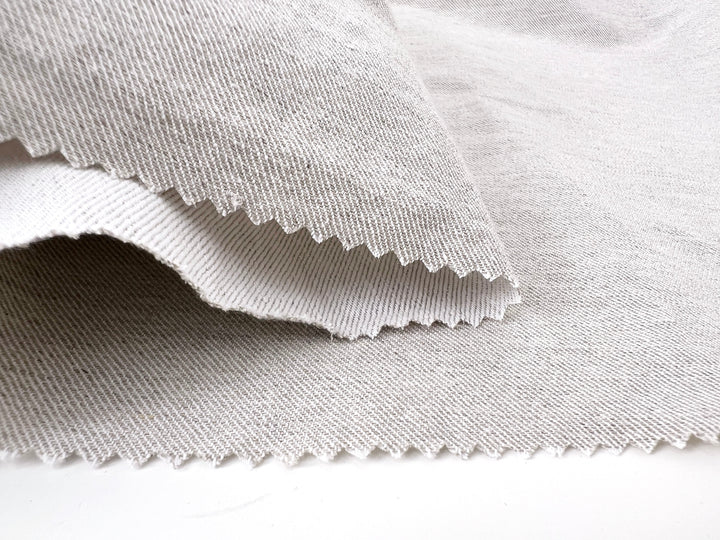 Linen Cotton Twill Fabric – Light Natural Color, Medium Weight, Pre-washed 8216