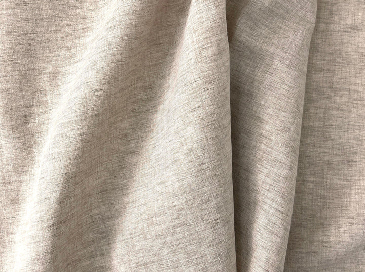 Beige Melange Linen Cotton Fabric – Chambray Two-Tone Effect 7736