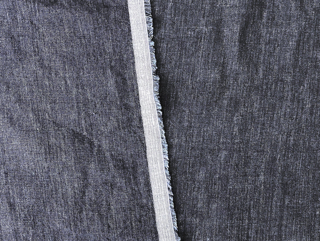 Delave Vintage Dyed 100% Linen Fabric – Medium to Heavyweight, Soft Finish Gray(dark) 7676
