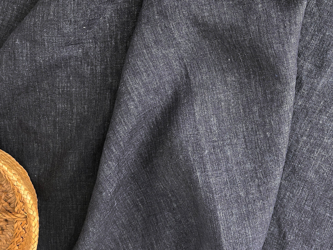 Delave Vintage Dyed 100% Linen Fabric – Medium to Heavyweight, Soft Finish Gray(dark) 7676