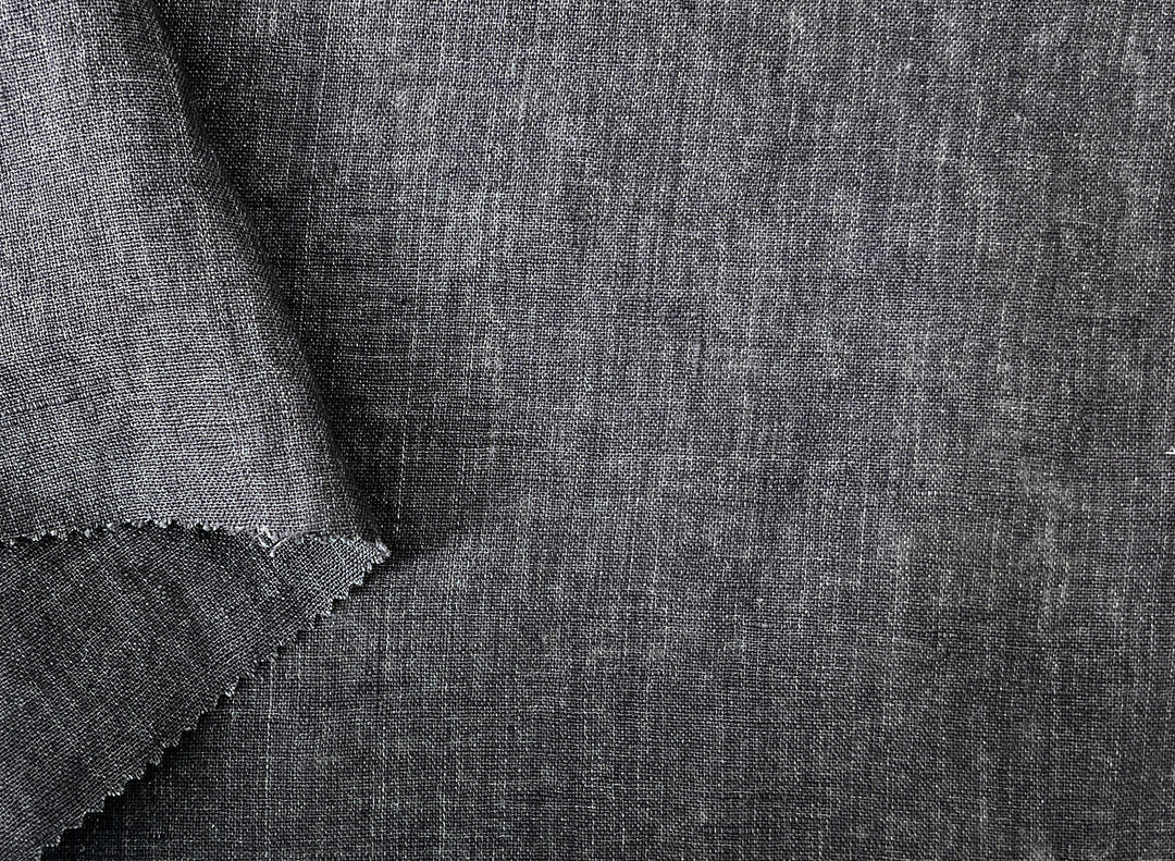 Delave Vintage Dyed 100% Linen Fabric – Medium to Heavyweight, Soft Finish Gray(dark) 7676