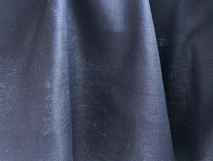 Navy 100% Linen Fabric – Heavy Weight Mat Canvas Weave 8213