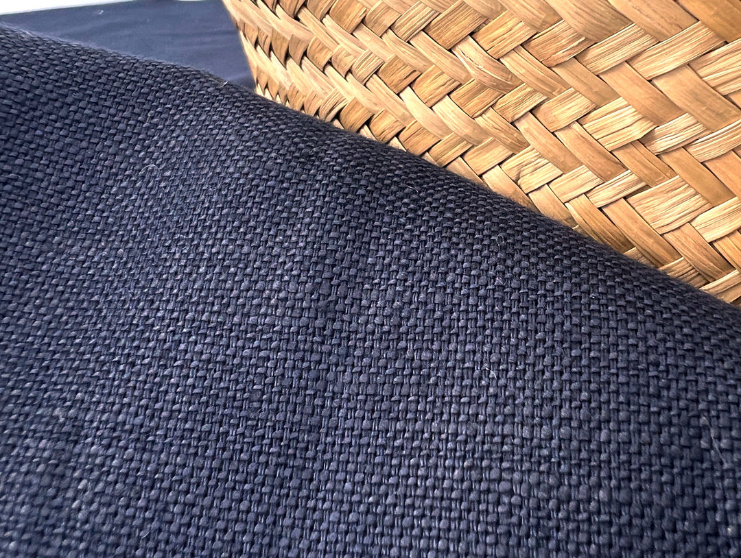 Navy 100% Linen Fabric – Heavy Weight Mat Canvas Weave 8213