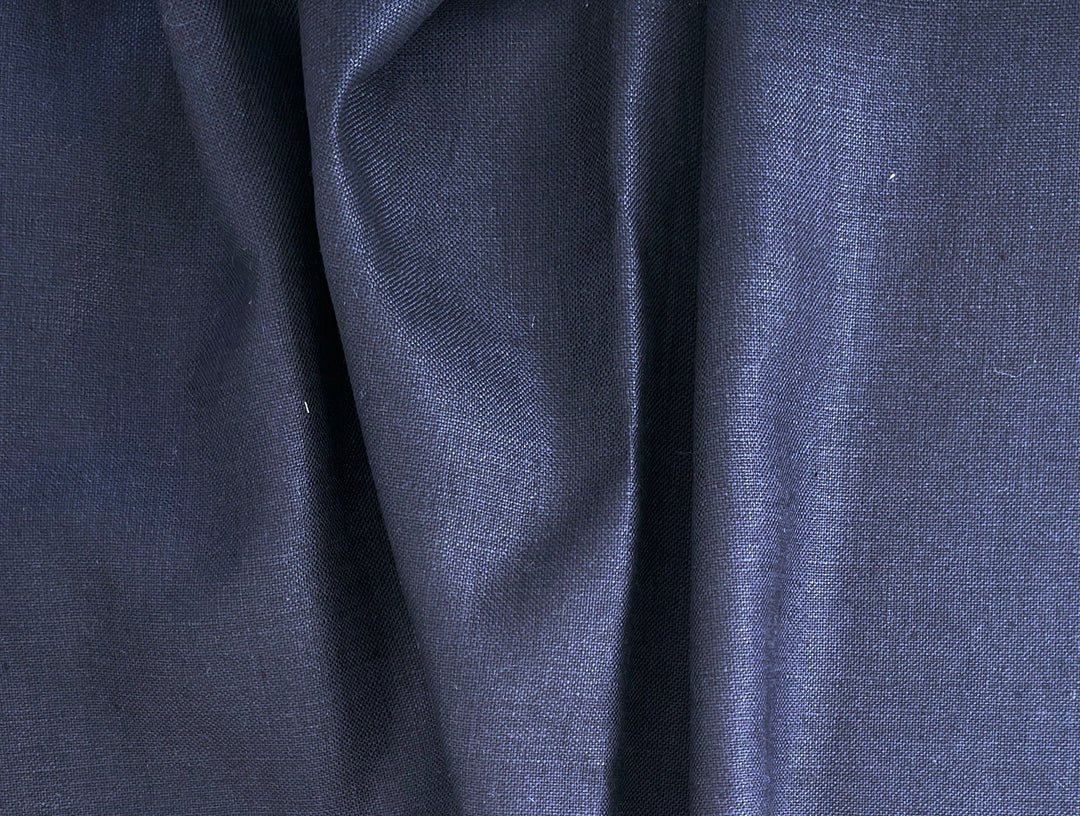 Navy 100% Linen Fabric – Heavy Weight Mat Canvas Weave 8213
