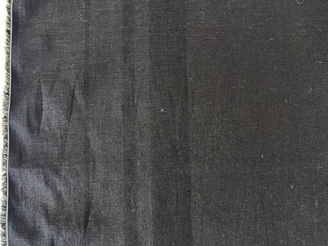 Black 100% Linen Fabric – Lightweight, Pre-Washed, Subtle Stripe Variation