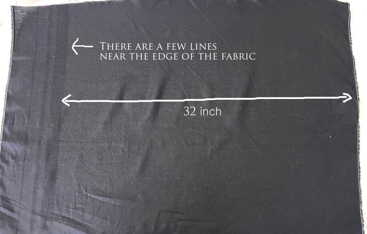 Black 100% Linen Fabric – Lightweight, Pre-Washed, Subtle Stripe Variation