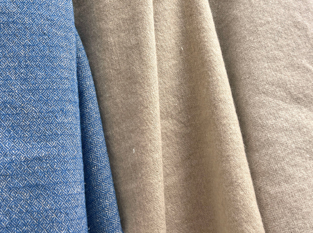 Linen Wool Broken Diamond Twill Fabric – Viking Inspired, Soft & Pre-Washed 8178 8179 8180