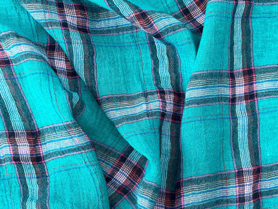 Classic Tartan Plaid Linen Blend Fabric – Red & Teal Options 7991 7992