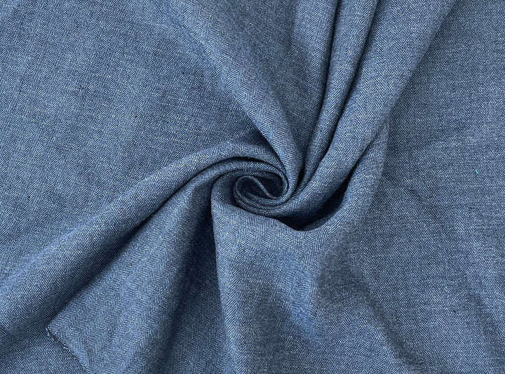 Linen Blend Herringbone Chambray Fabric with Stretch – Medium Weight 8013 8014 8200