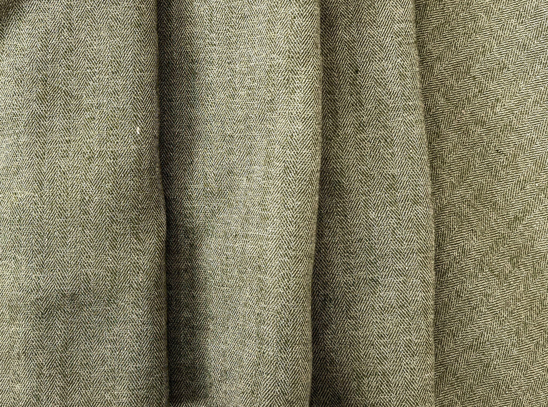 Linen Blend Herringbone Chambray Fabric with Stretch – Medium Weight 8013 8014 8200