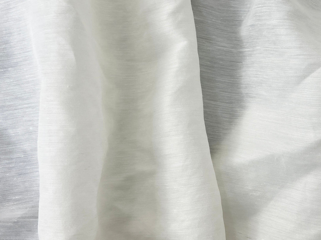 White Linen Nylon Twill Fabric – Light to Medium Weight, Pre-Washed Soft 4279