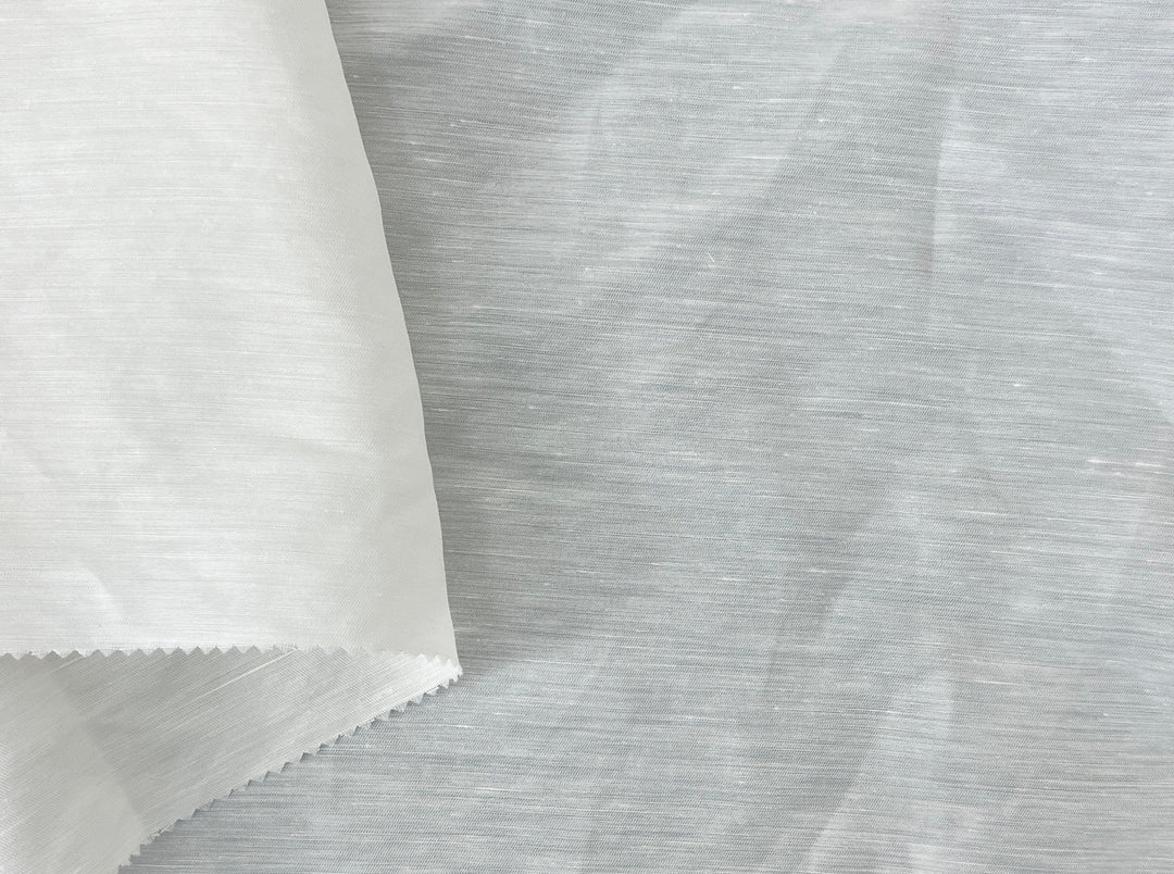 White Linen Nylon Twill Fabric – Light to Medium Weight, Pre-Washed Soft 4279