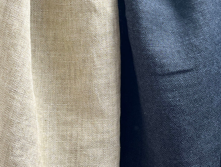 Linen Ramie Cotton Fabric – Broken Herringbone Chambray Weave 8278 8279