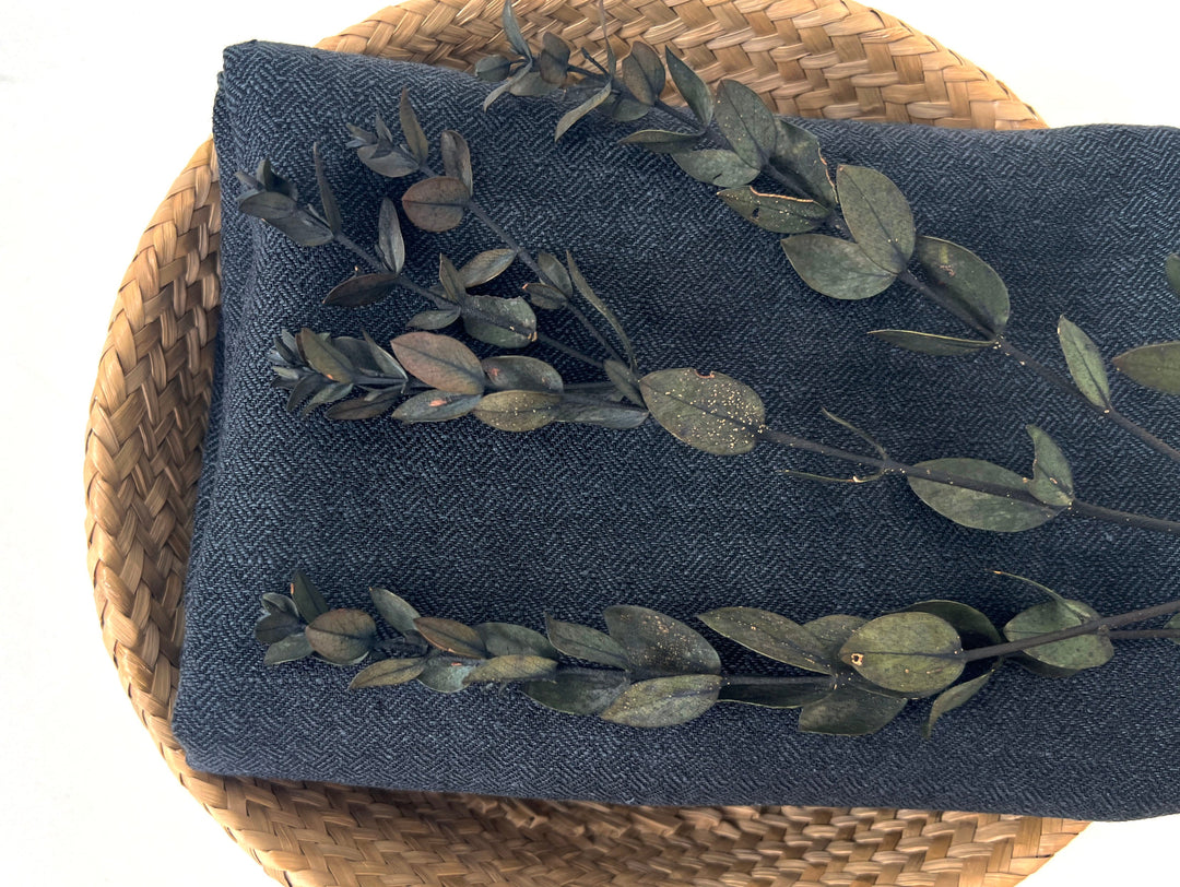Linen Ramie Cotton Fabric – Broken Herringbone Chambray Weave 8278 8279