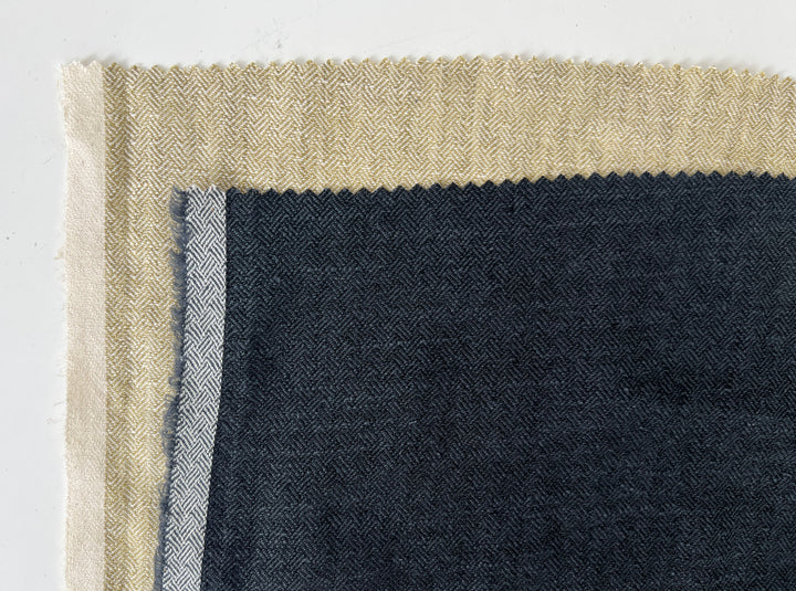 Linen Ramie Cotton Fabric – Broken Herringbone Chambray Weave 8278 8279