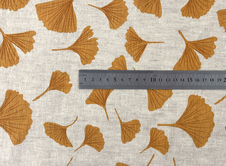 Morning Calm Ginkgo – 100% Linen Fabric in Natural Tone, Medium Weight 8319 8436