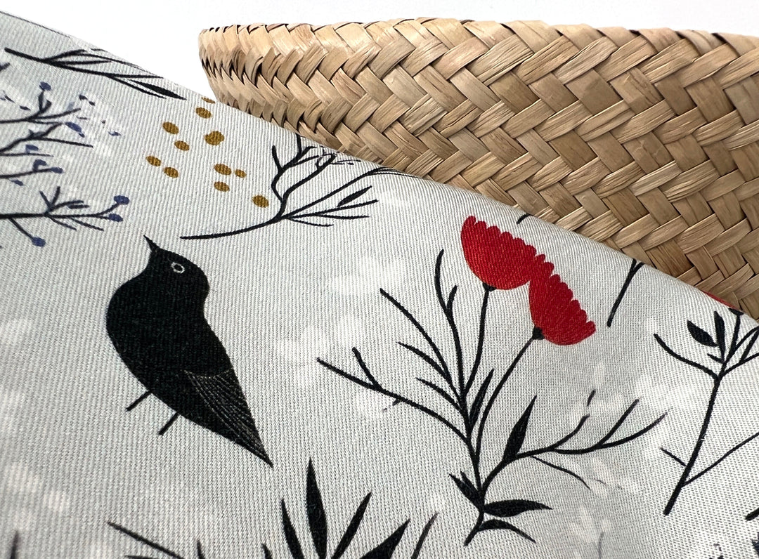 Scandinavian Winter Forest Print Rayon Wool Fabric – Light Twill Weave, Soft Pre-Washed