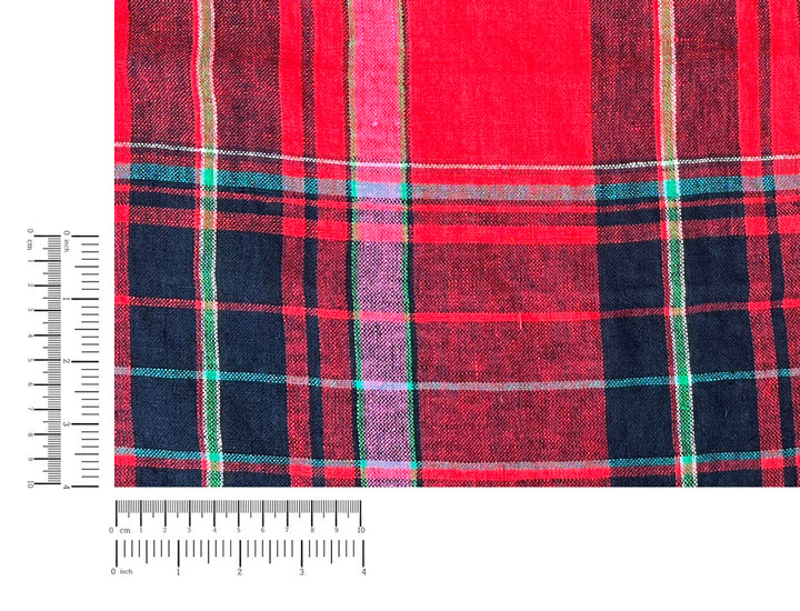 100% Linen Tartan Plaid Fabric – Light–Medium Weight with Soft Handfeel 7981 7982