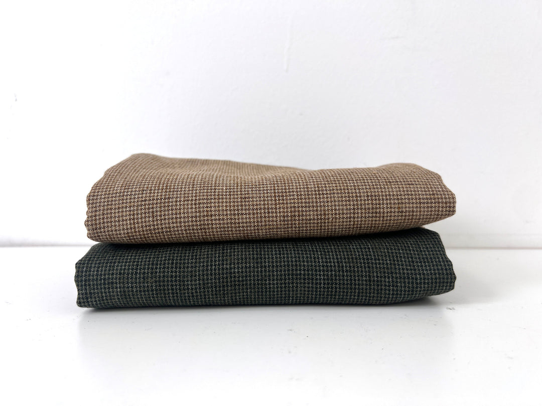 Linen Blend Micro Gingham Fabric – Delavé Texture, Medium Weight 8065 8075