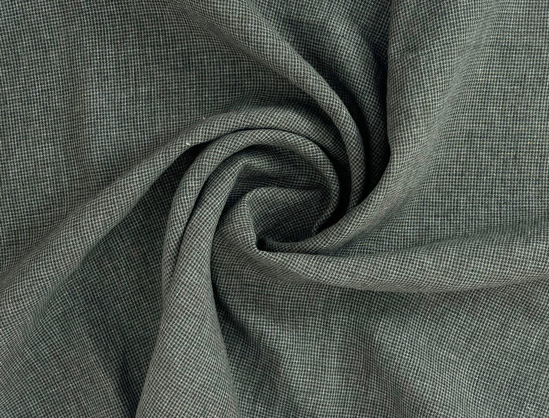 Linen Blend Micro Gingham Fabric – Delavé Texture, Medium Weight 8065 8075