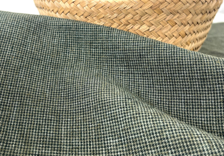 Linen Blend Micro Gingham Fabric – Delavé Texture, Medium Weight 8065 8075
